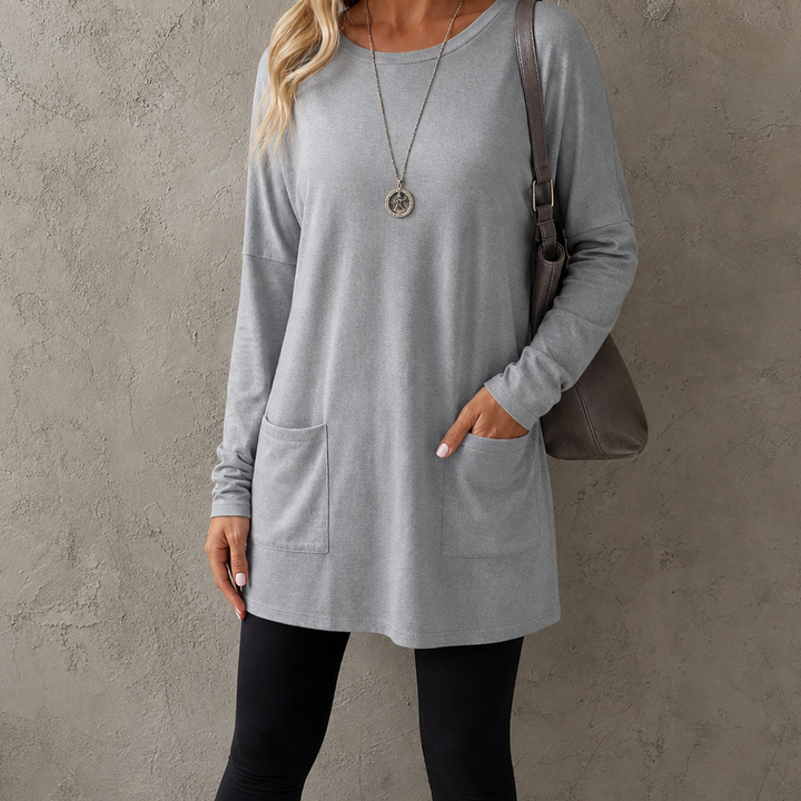 Wearbella – Lös Tunika med lång ärm i Okrągłym Urringning
