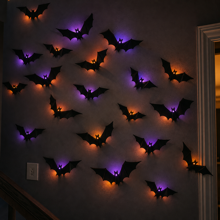 Hauntlow – Hopfällbara LED Świecące Nietoperze på Halloween (36 szt.)