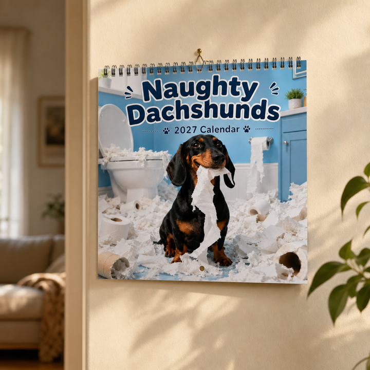Dapper Dachshunds – Śmieszny kalendarz vägg z dachshundami