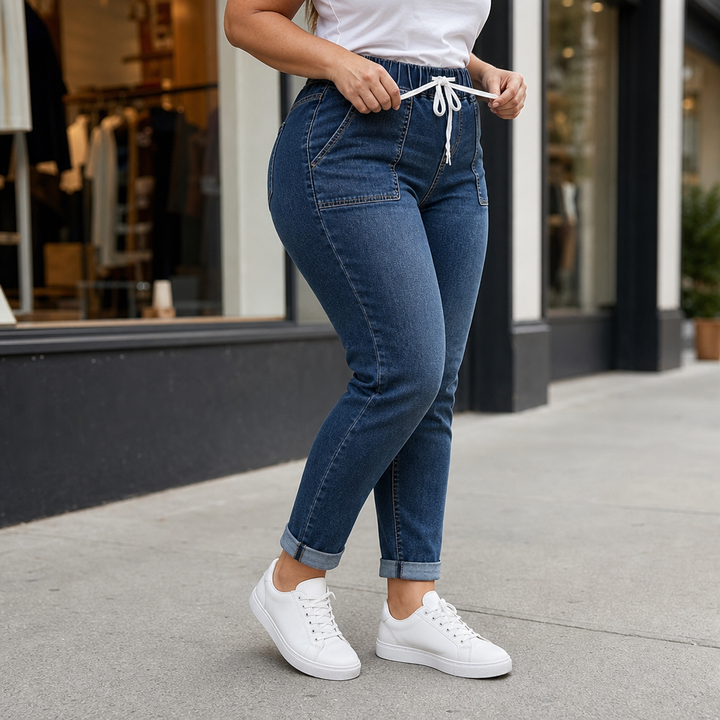 Wearbella – Jeans z elastycznym paskiem i snöre ściągającym