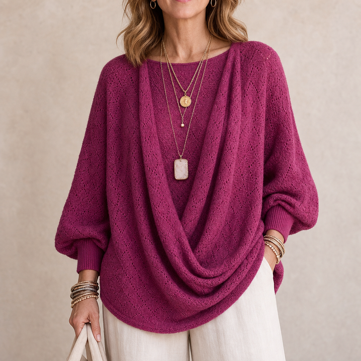 Cowl &amp; Bloom – Dzianinowy top z urringning w v-ringning w diamentowy mönster