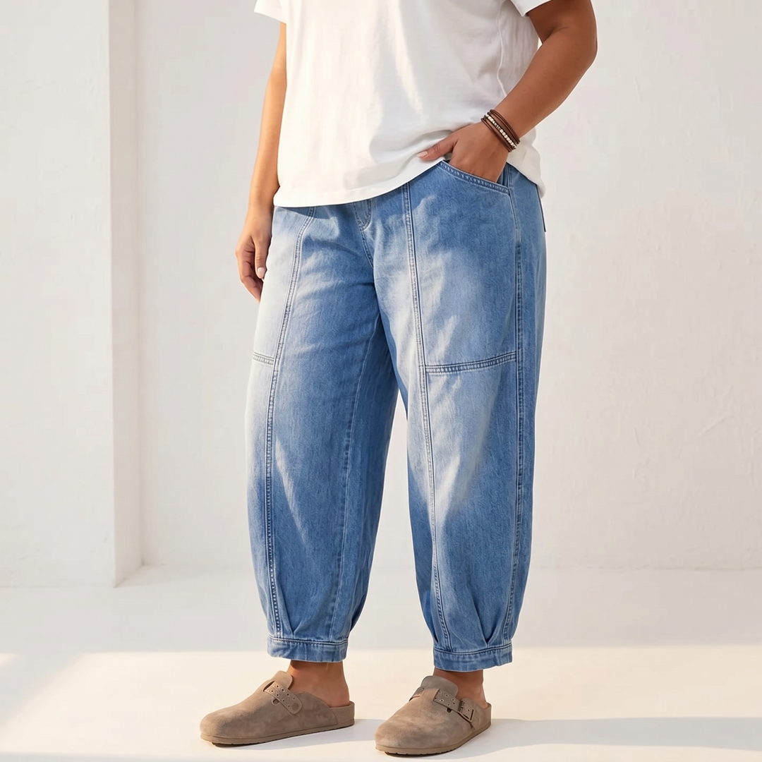 Loméa – Dam byxor denim z luźnym, elastycznym band