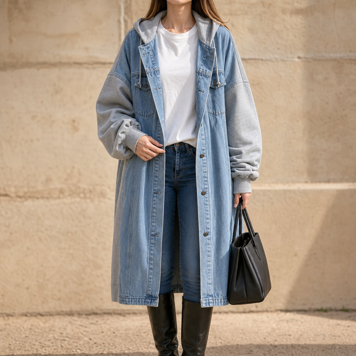 Denimova – Kurtka z kapturem w stilu washed denim