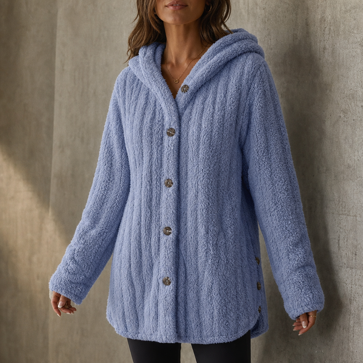 Wearbella – Kofta z kapturem i knappar, tjock splot