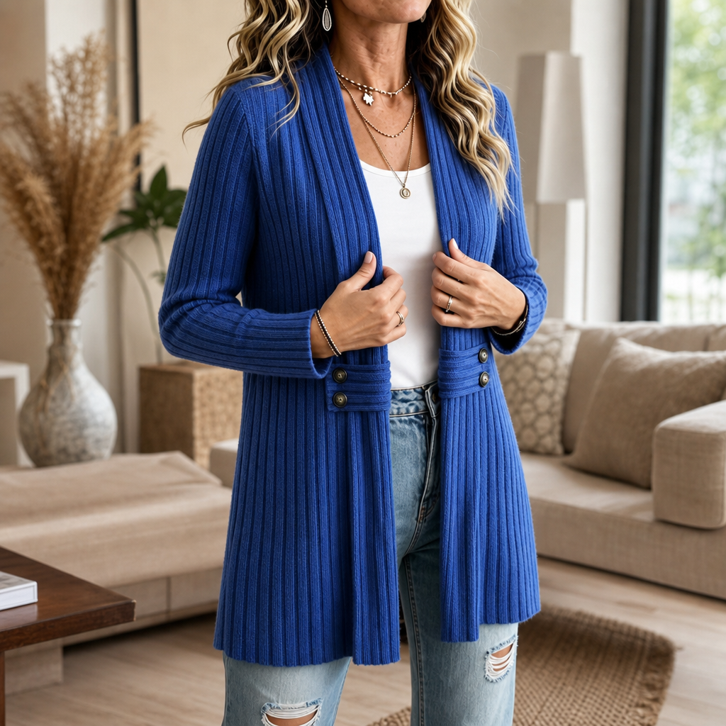 Wearbella – Kofta z prążkowanej dzianiny z otwartym przodem