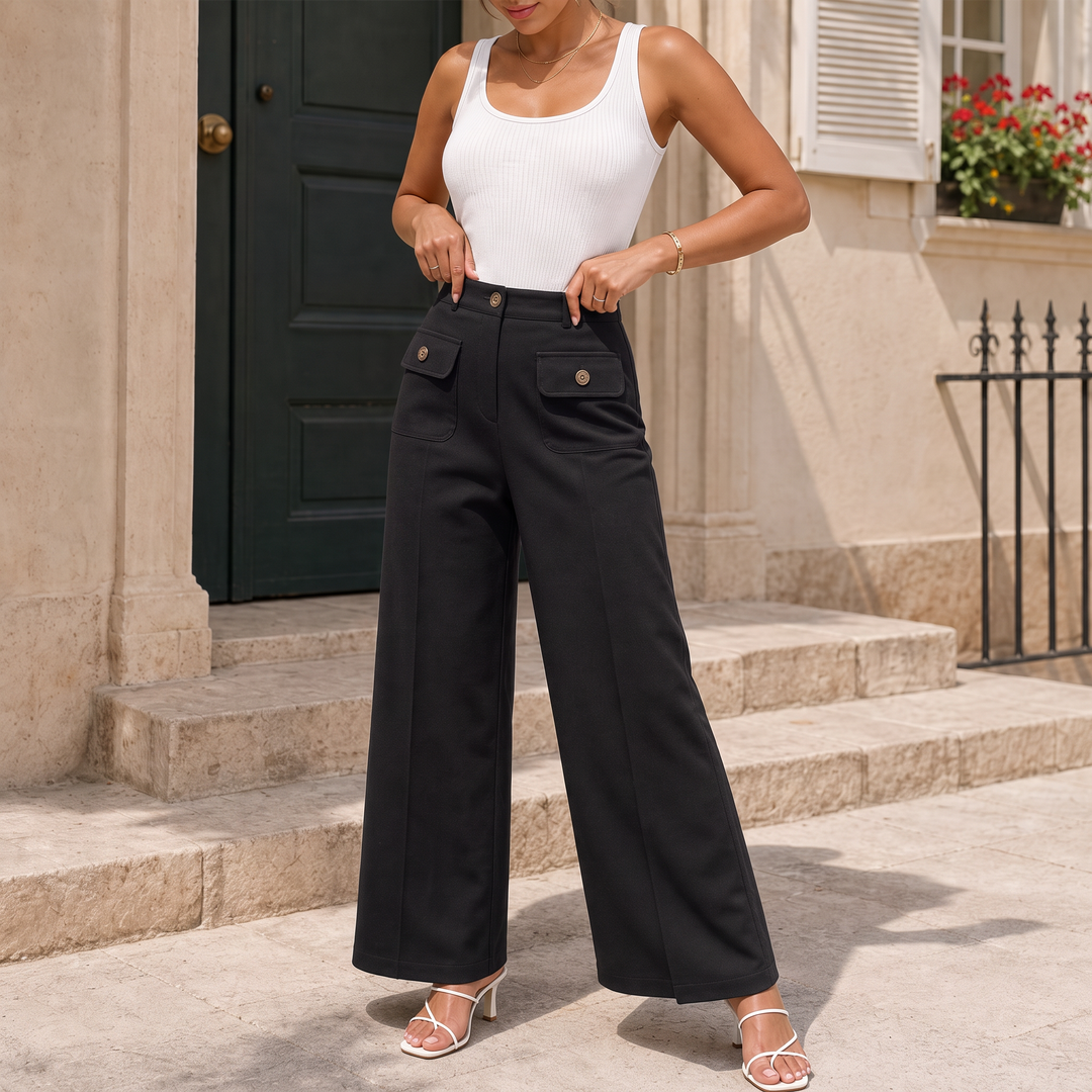 Wearbella – Byxor med hög midja i vida ben