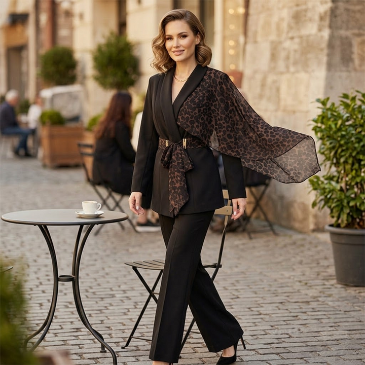 Selvana – Set żakietu i byxor w leopardmönster