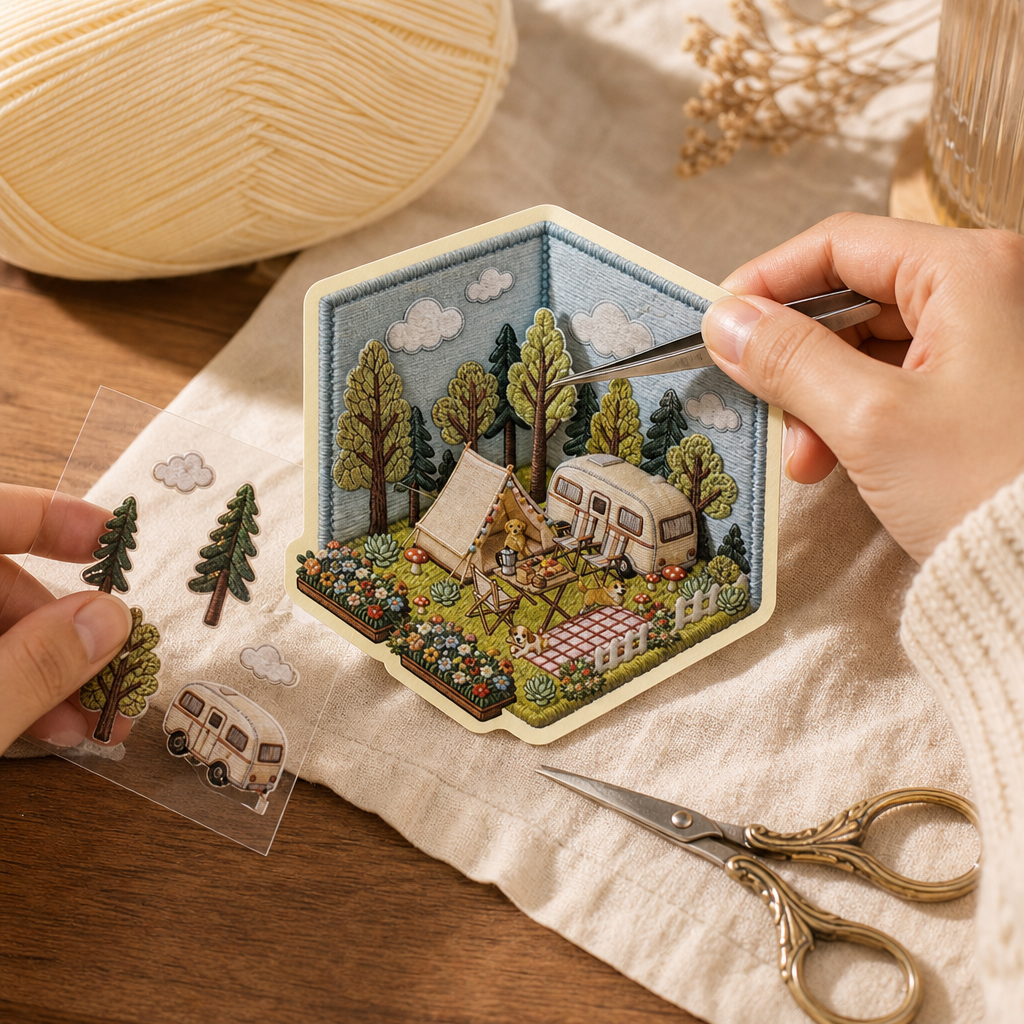 Stitchframe – Set Dioramy Kempingowej z Fałszywym Broderi