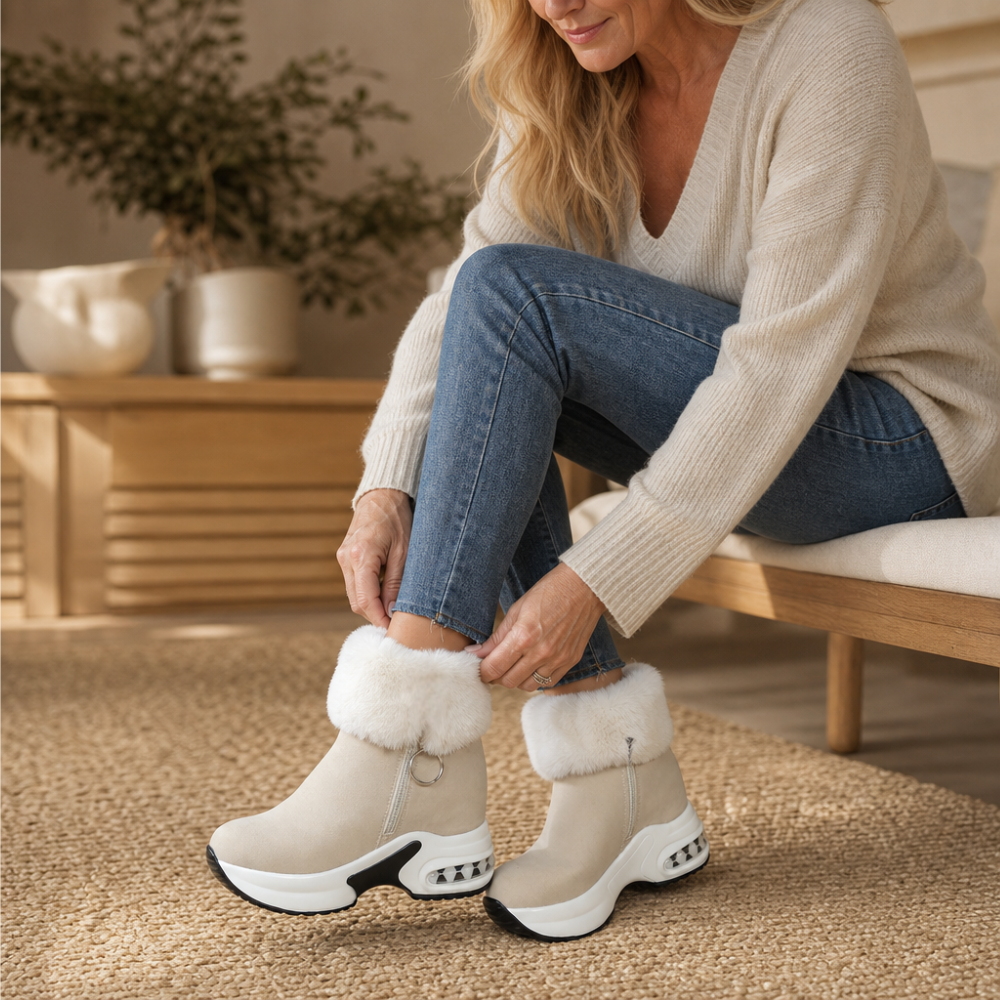 Veluna – Pluszowe boots z futrzanym mankietem