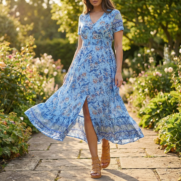 Floressa – Lätt Blommig Klänning Maxi på Varje Okazję