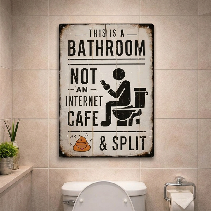 Splitline - Vintage Metall Bathroom Humor Sign