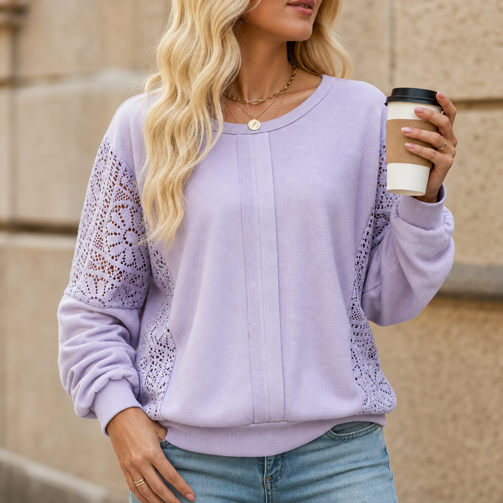 Lacebella – Tröja z kwiatowym koronkowym panelem i ręKaffemi lantern