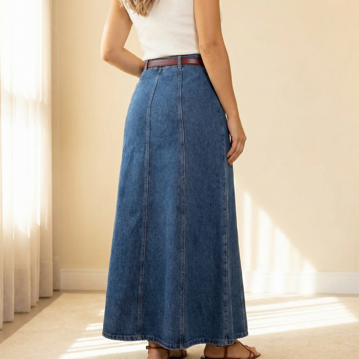 Levara – Wspaniała kjol maxi z denimu o hög stanie