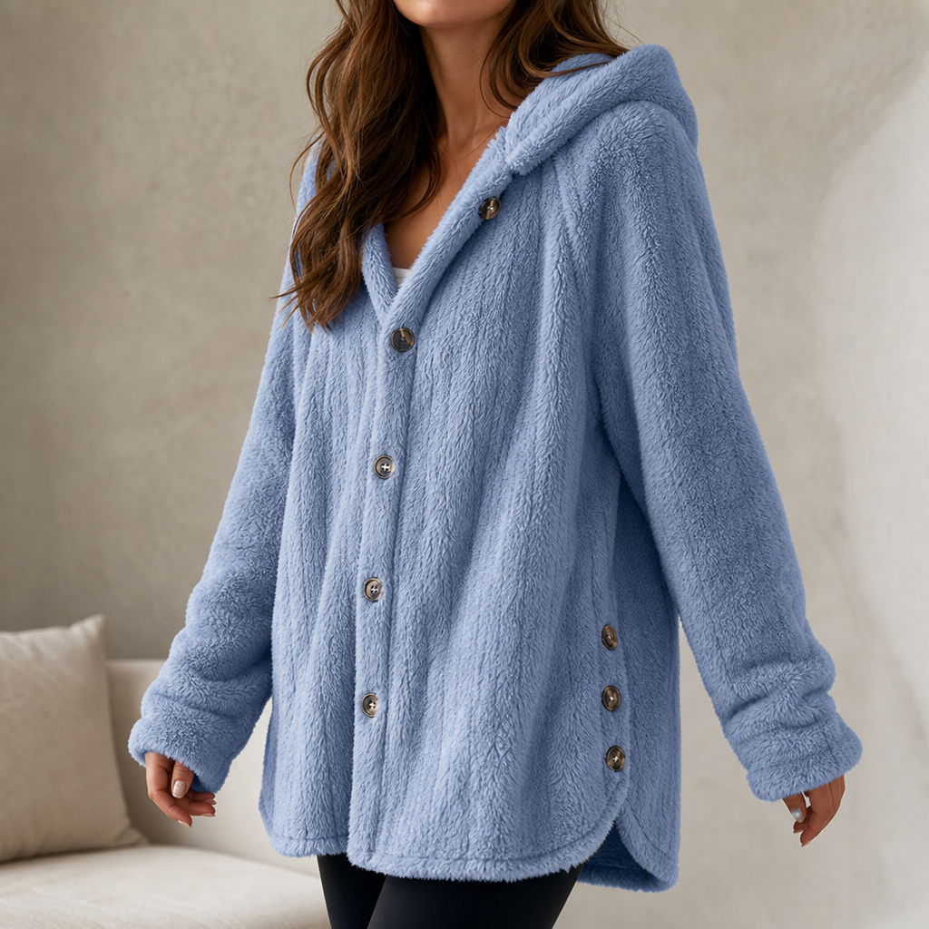 Wearbella – Kofta z kapturem i knappar, tjock splot
