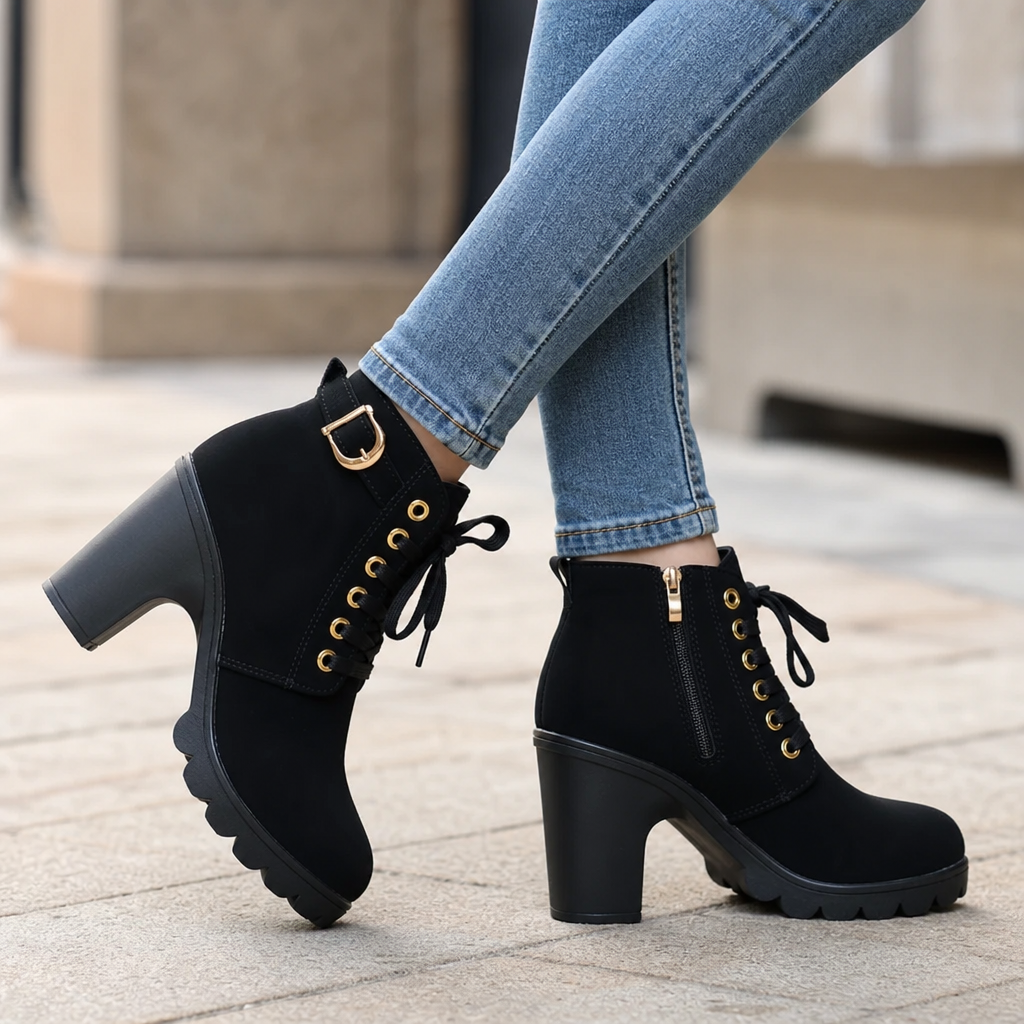 Steadē – Platforma Bred Chunky Obcas Boots ankelhöga