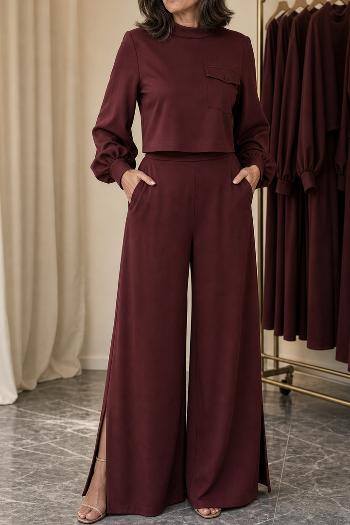 Wearbella – Set bluzki z ärm biskupa i szerokich byxor