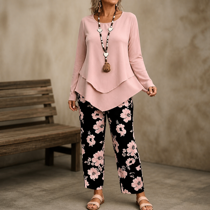 Wearbella – Set z podwójną warstwą: top i kwieciste byxor breda
