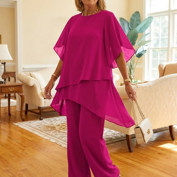 Graziella – Set z Chiffonu z Asymetrycznym Topem