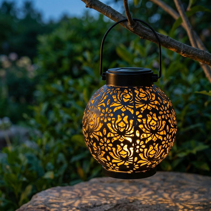 Lumivine – Solarna Lampa Wisząca z Kwiatowym Wzorem Cieni