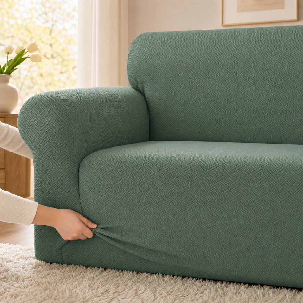 Snugfit – Teksturowana narzuta på sofę z tkaniny jacquard, antypoślizgowa