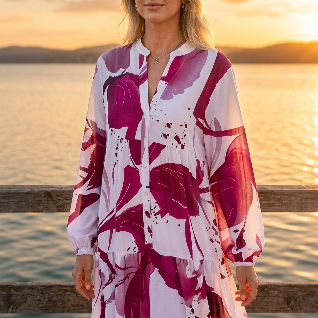 Floressa – Abstrakcyjna Blommig Klänning Maxi