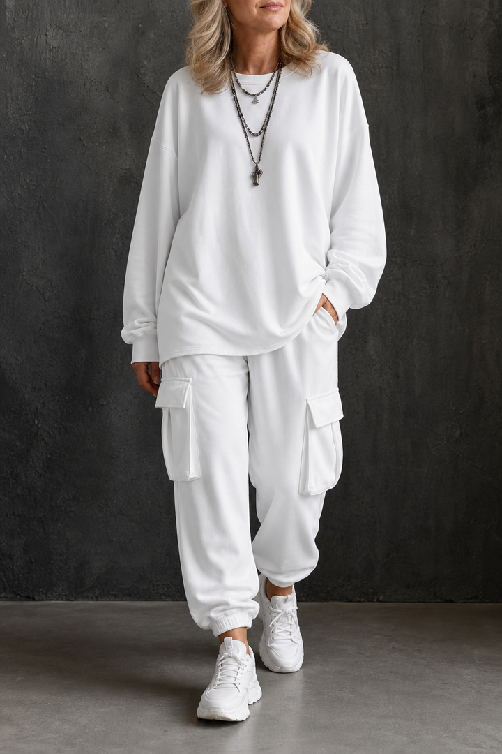 Dayworn – Set bluzki z okrągłym urringning i byxor cargo