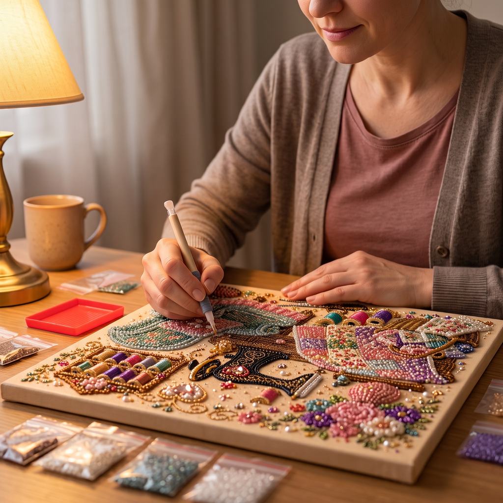 CozyGlow – Set för haftu diamentowego w pracowni krawieckiej