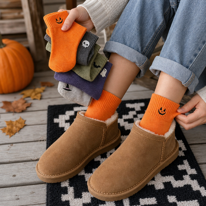 Cuffette – Haftowane Skarpetki på Halloween z Antypoślizgową Wstawką