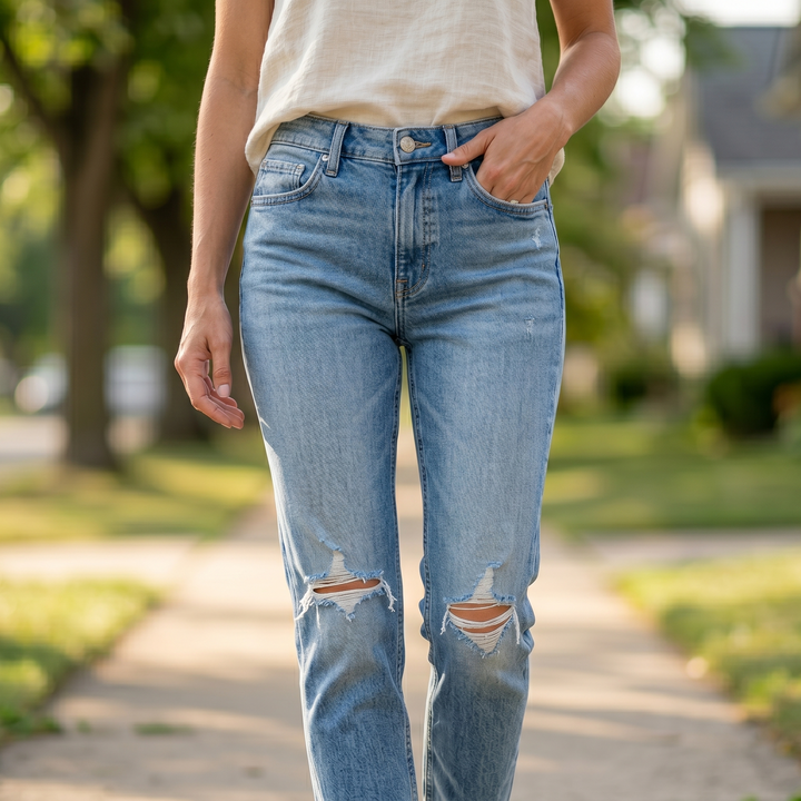 Wearbella – Dam jeans 7/8 z postrzępionym dołem