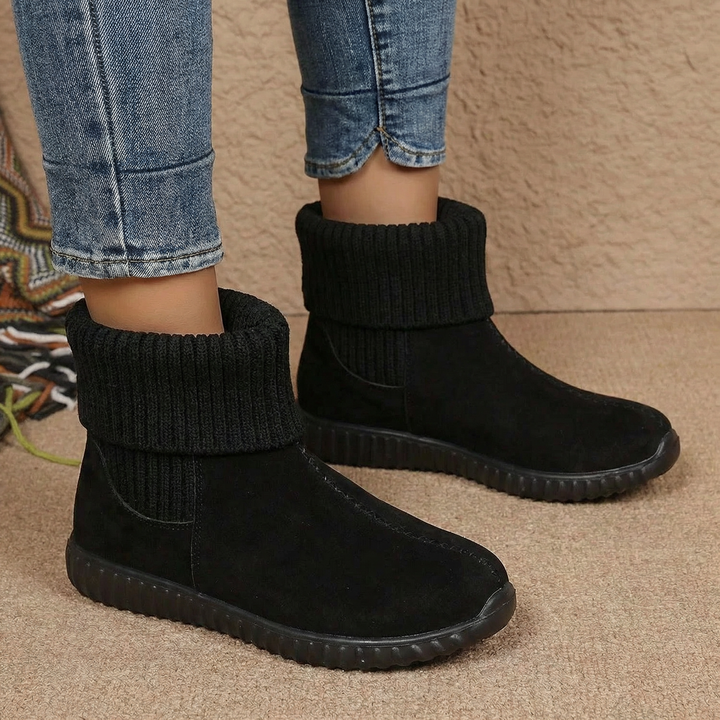 Cozella – Dam mocka boots ankelhöga z dzianinowym mankietem