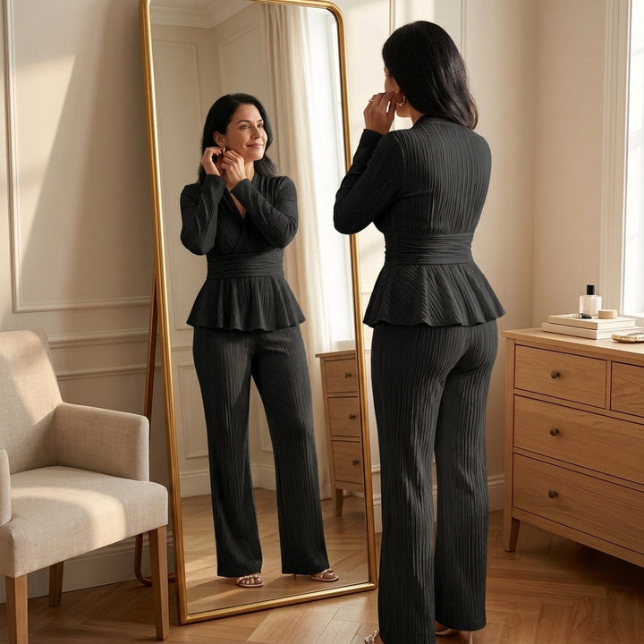 Vivara – Set dam z plisowanym peplum i wcięciem w midja
