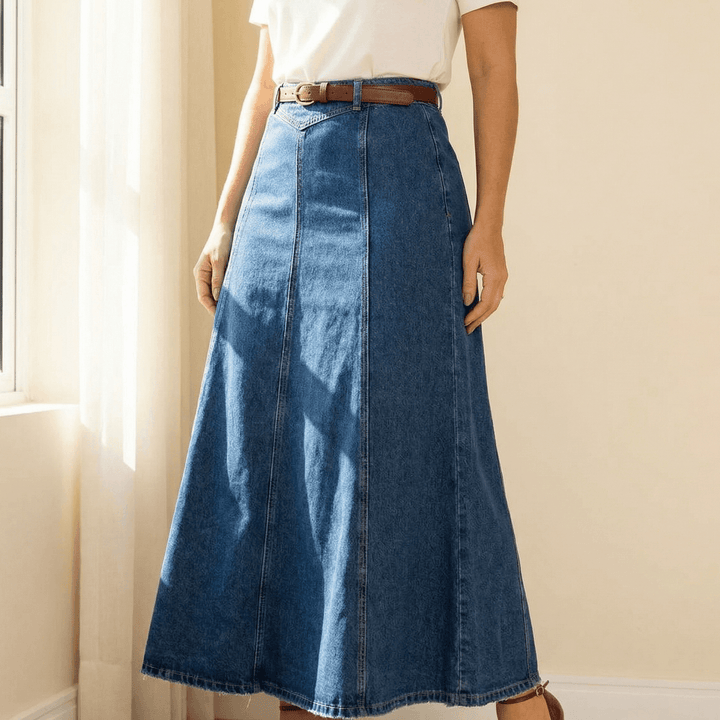 Levara – Wspaniała kjol maxi z denimu o hög stanie