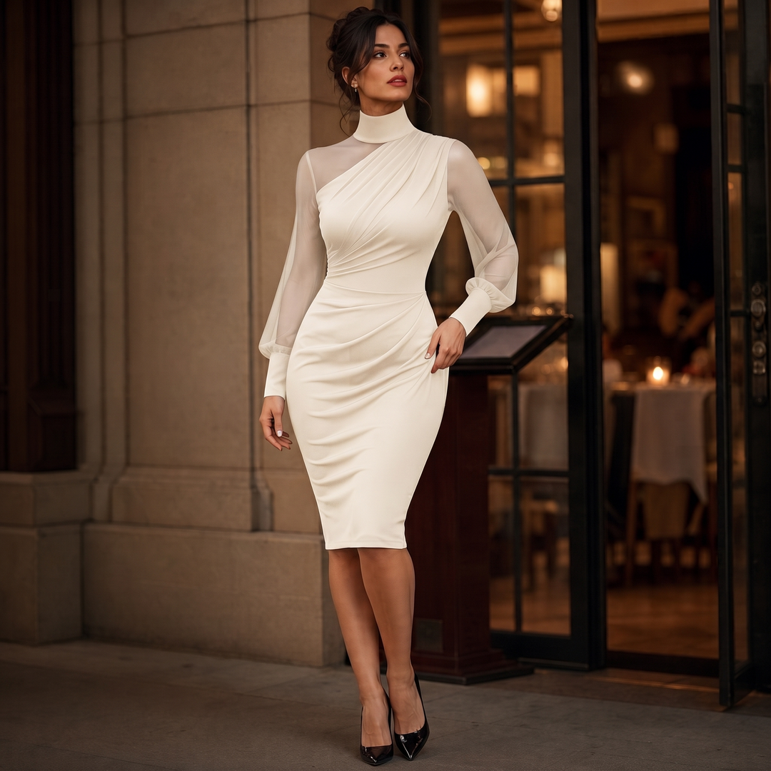 Wearbella – Klänning midi z siateczkowymi ręKaffemi i stójką