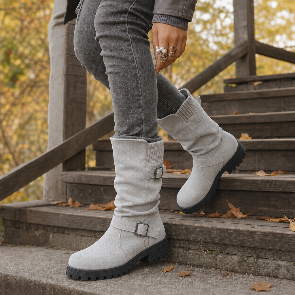 Tumfden – Boots z żebrowanym mankietem i podeszwą z wypustkami