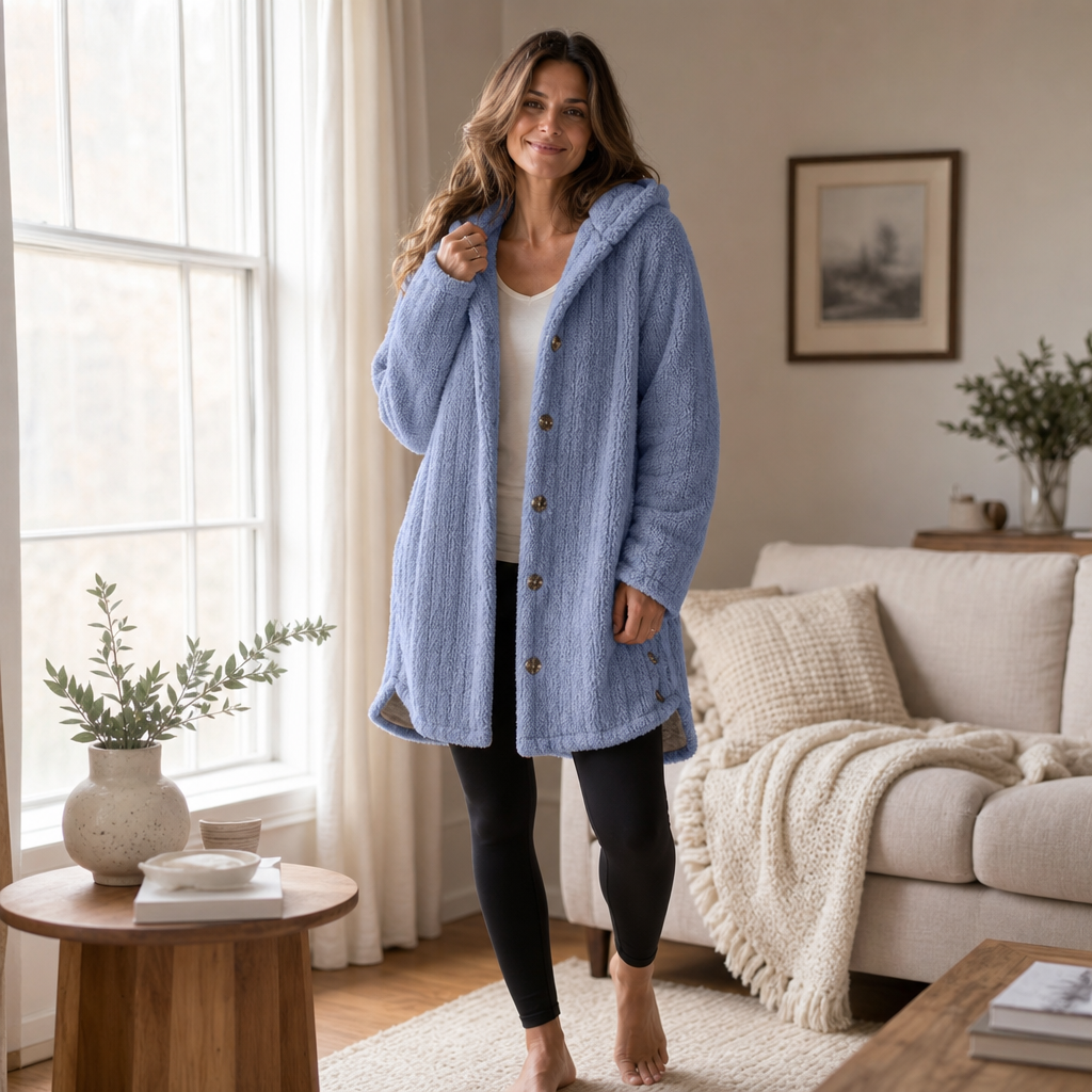 Wearbella – Kofta z kapturem i knappar, tjock splot