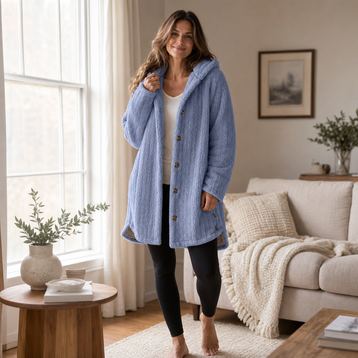 Wearbella – Kofta z kapturem i knappar, tjock splot
