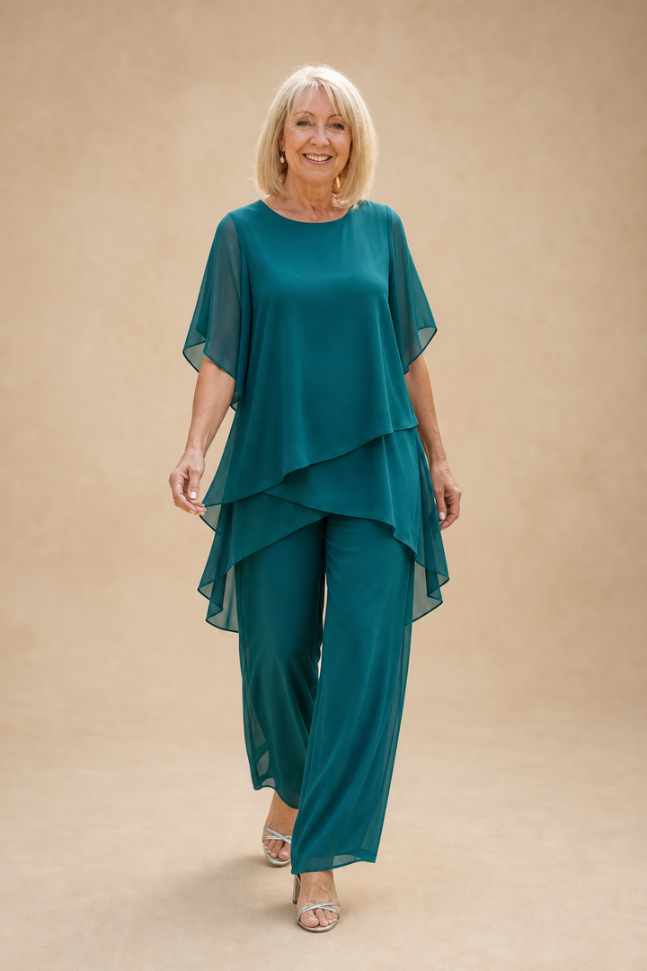 Wearbella – Set drapowanej asymetrycznej bluzki i byxor z vida ben