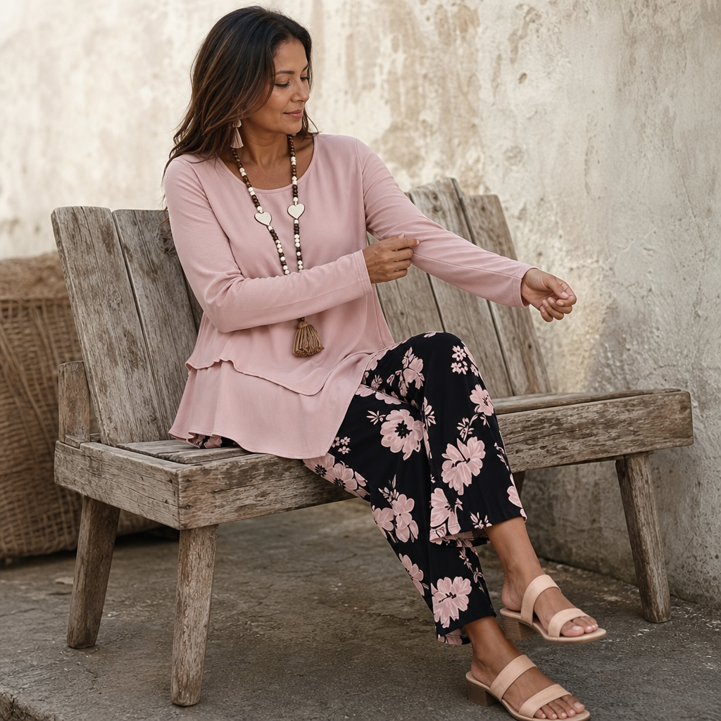 Wearbella – Dwuwarstwowy Lös Top i Blommig Set z Vida ben