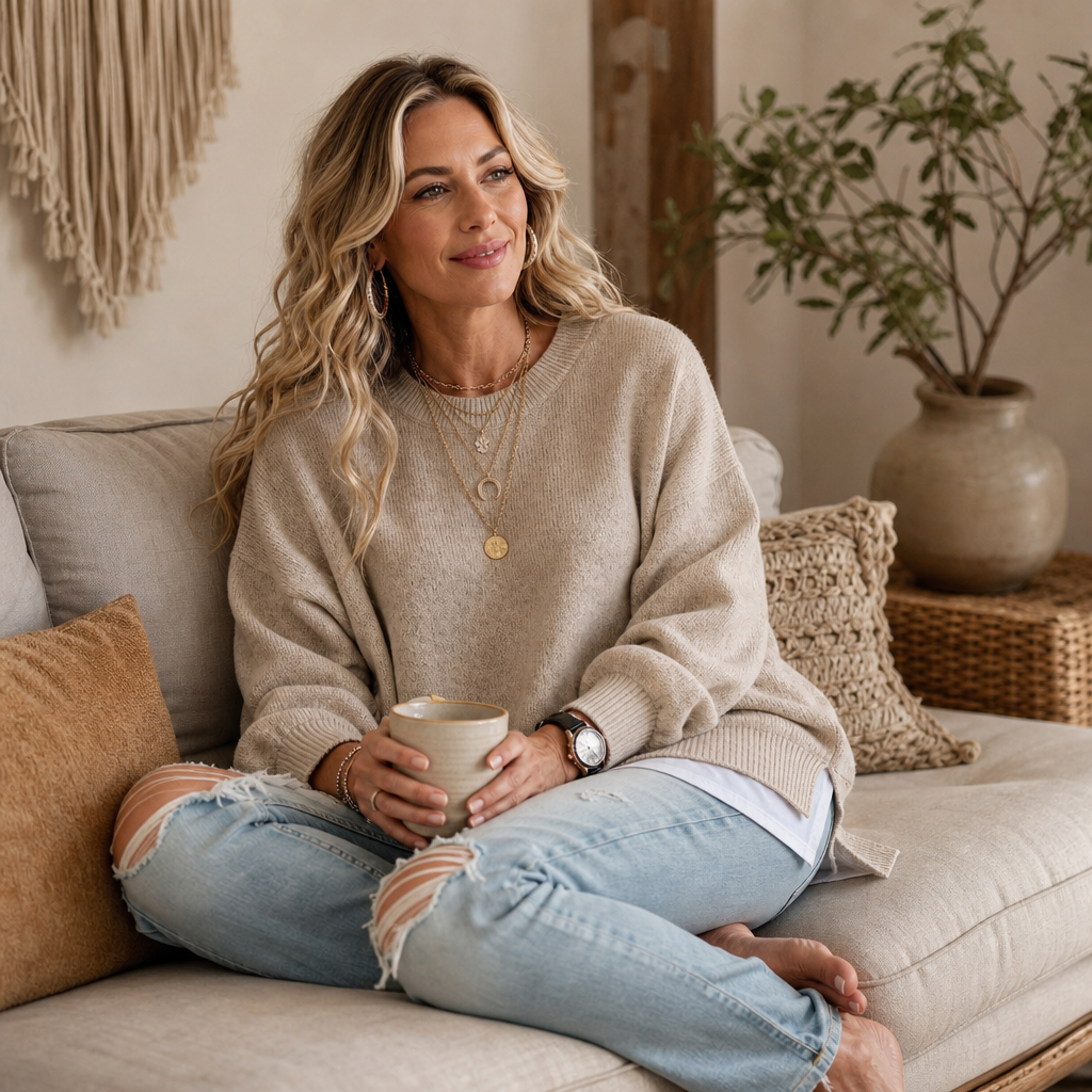 Wearbella – Tröja z opadającymi ramionami i lampionowymi ręKaffemi