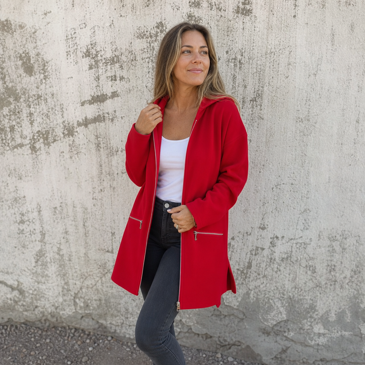 Wearbella – Lång kofta z kapturem i otwartym przodem