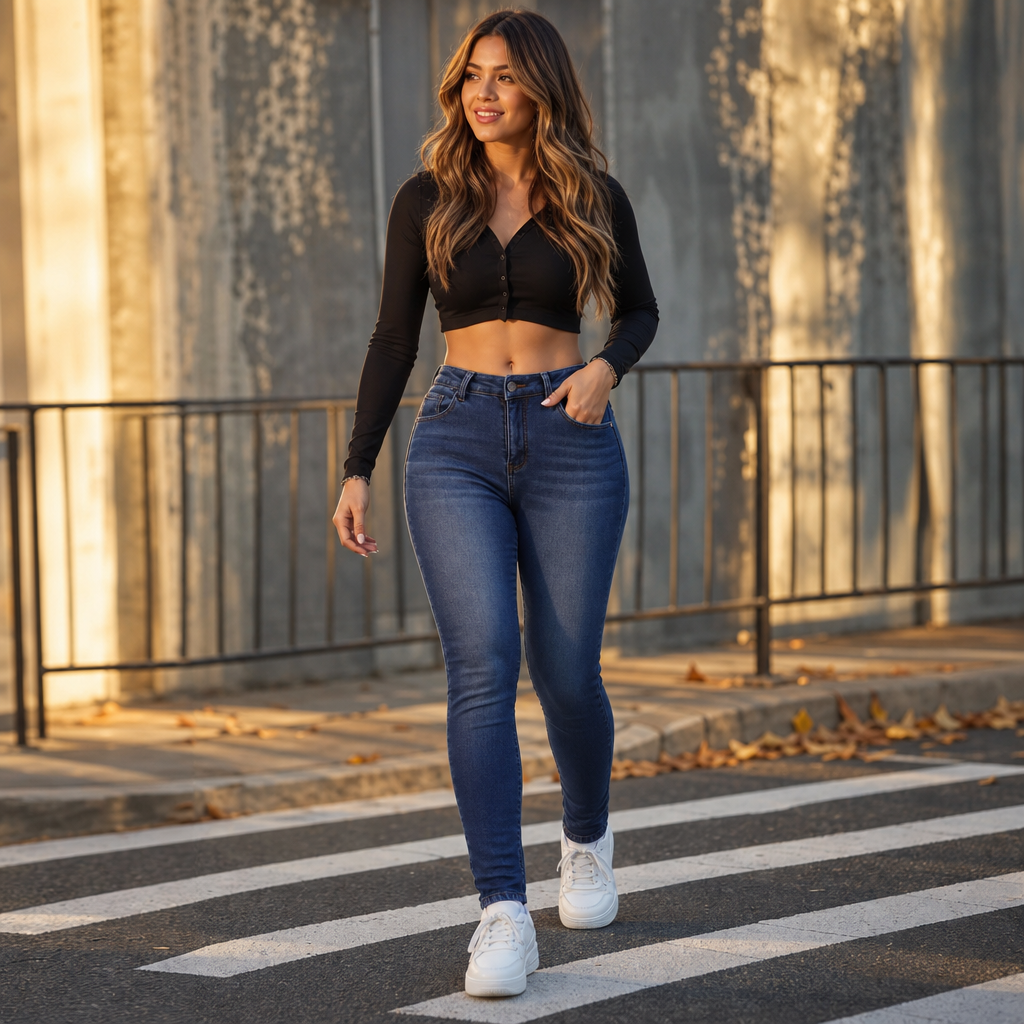 Thermabelle – Jeans skinny z pluszowym finish
