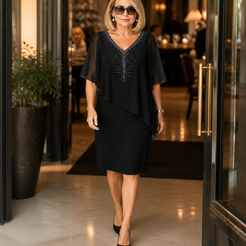 Wearbella – Klänning z peleryną, som omija kłopoty z szalem