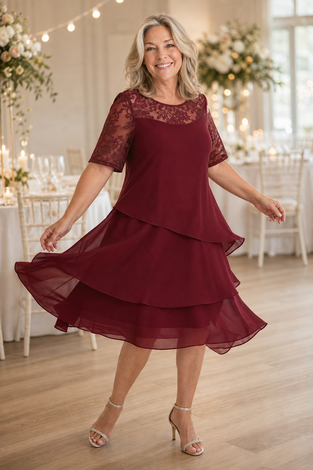 Wearbella – Klänning midi z koronkowym urringning i hög midja