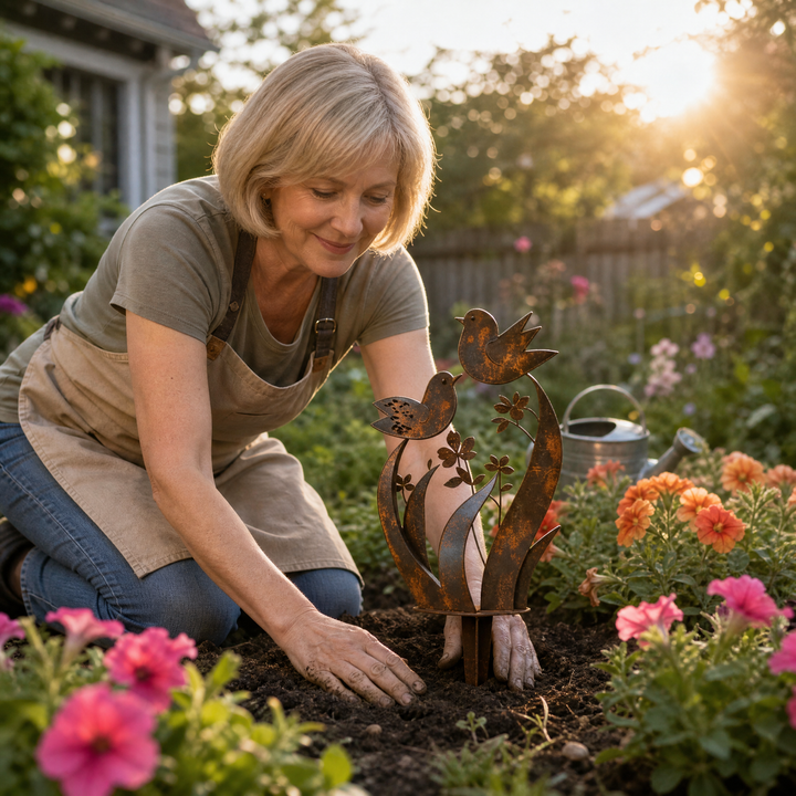 Lark &amp; Iron – Rustykalny Ställ på Ptaki i Dzikie Kwiaty för Ogrodu