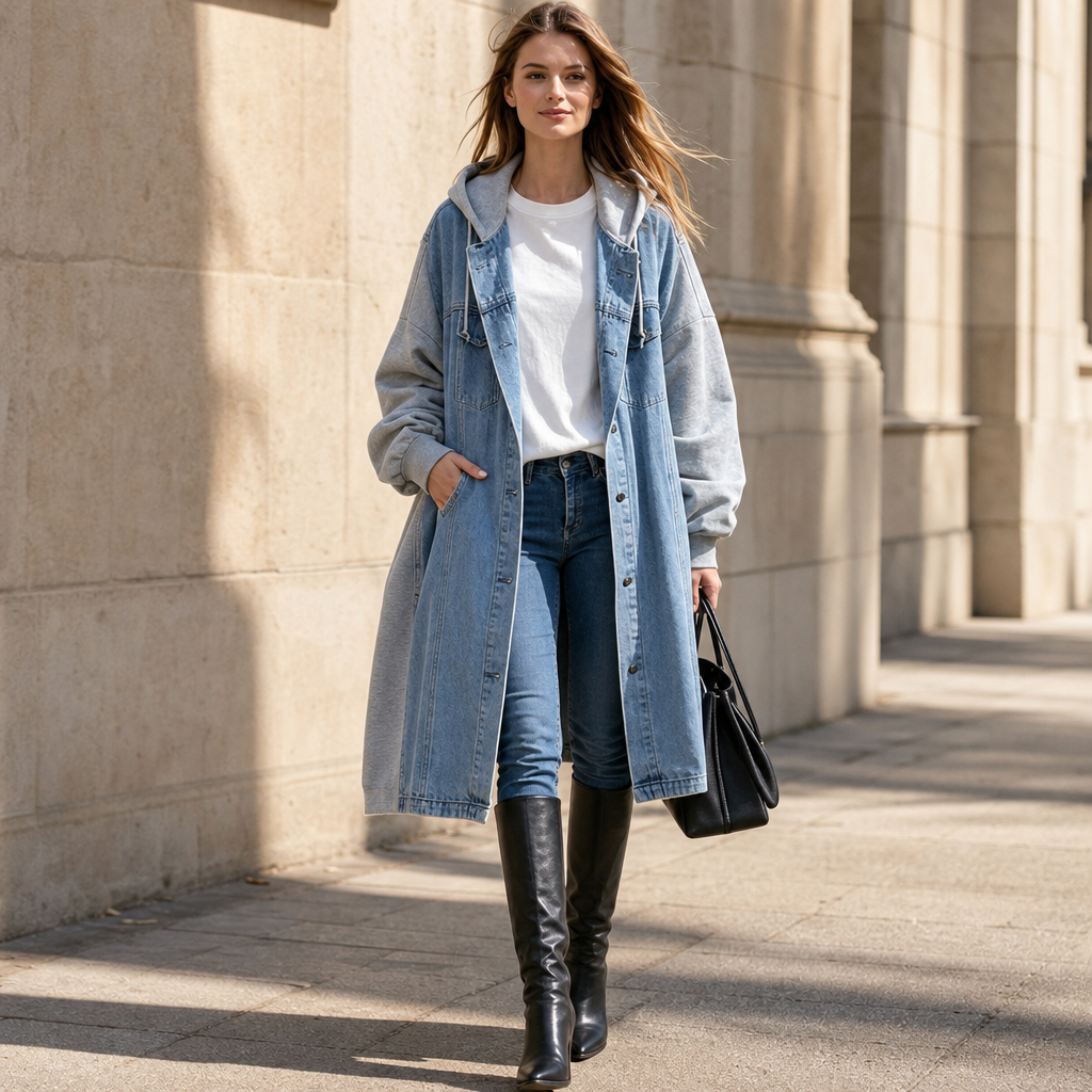 Denimova – Kurtka z kapturem w stilu washed denim