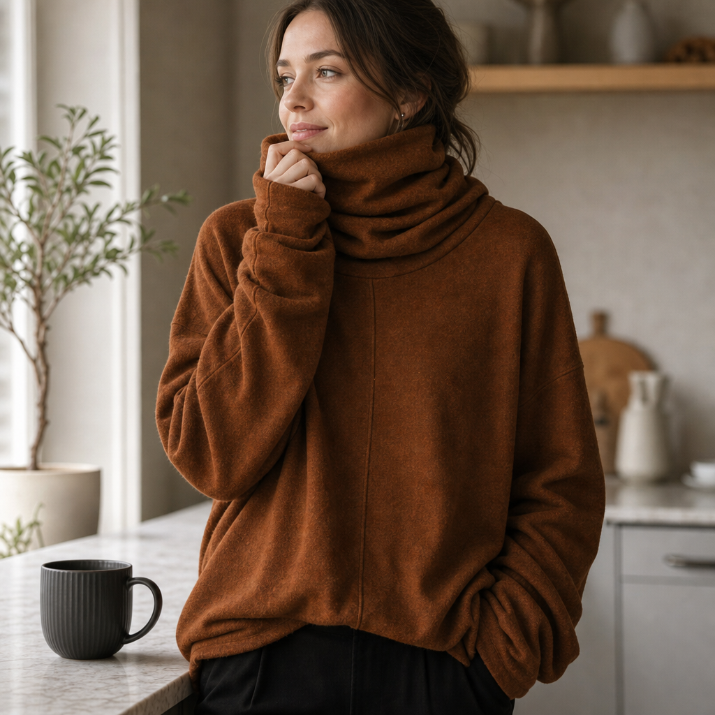 Cowlmara – Brushed Cowl-Neck OverStorlekd Pullover