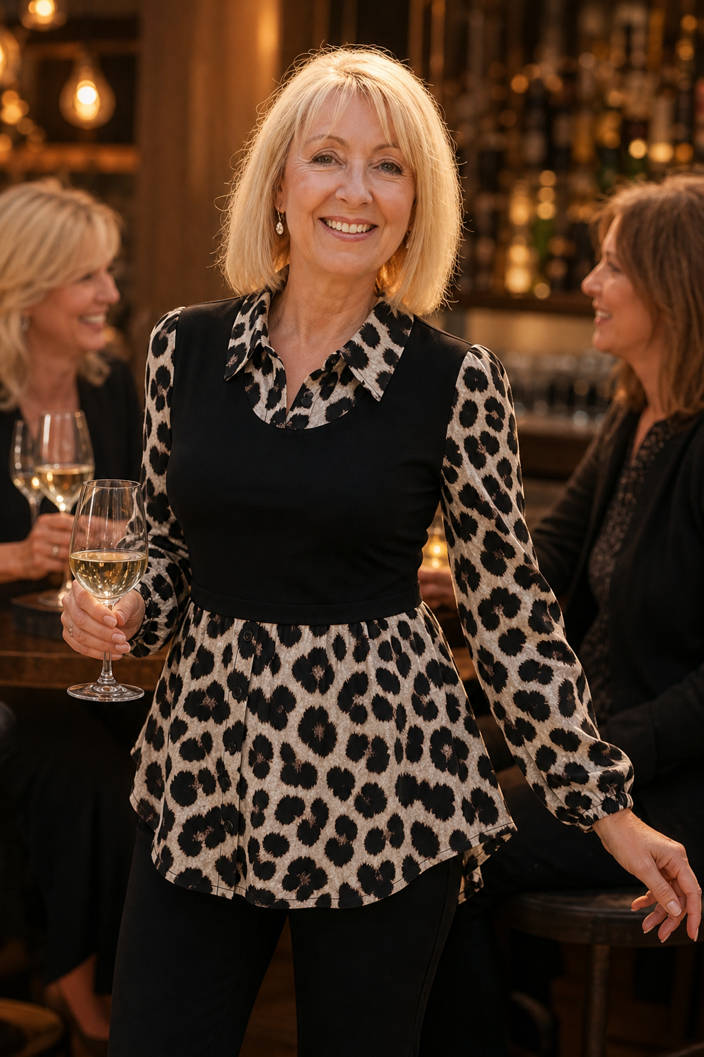 Wearbella – Blus Peplum w Färgowe Bloki z Wzorem Lamparta