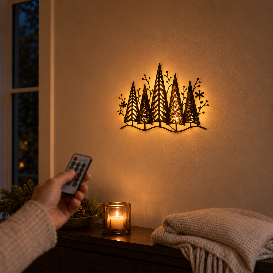 Everglow Forest – Warstwowa Metall Dekoracja Vägg LED på Boże Narodzenie