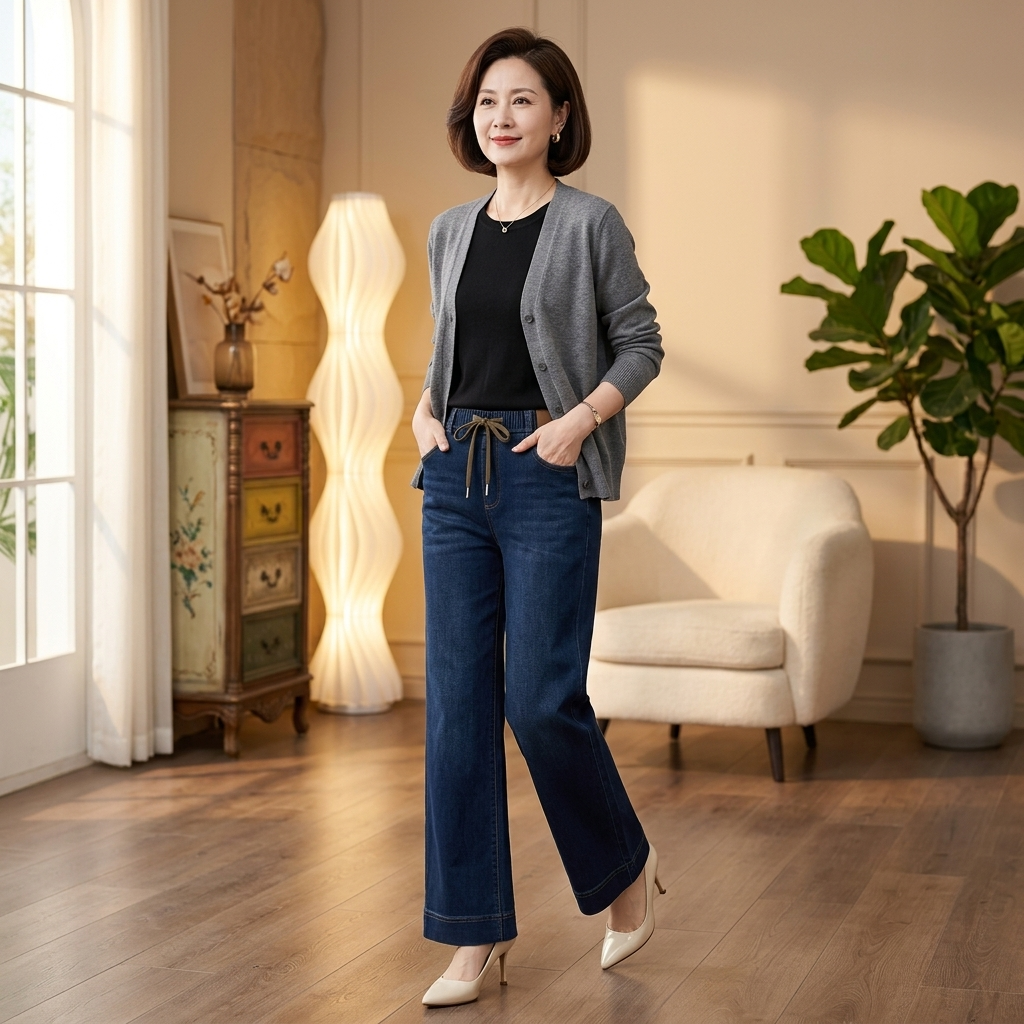 Velora – Byxor denim z vida ben på sznurek