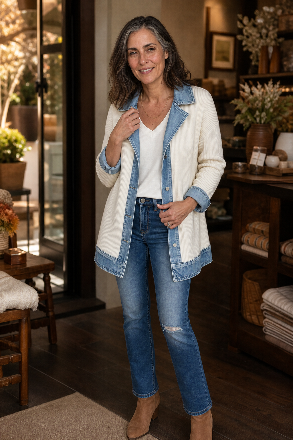 Wearbella – Kappa dzianinowy w stilu denimu